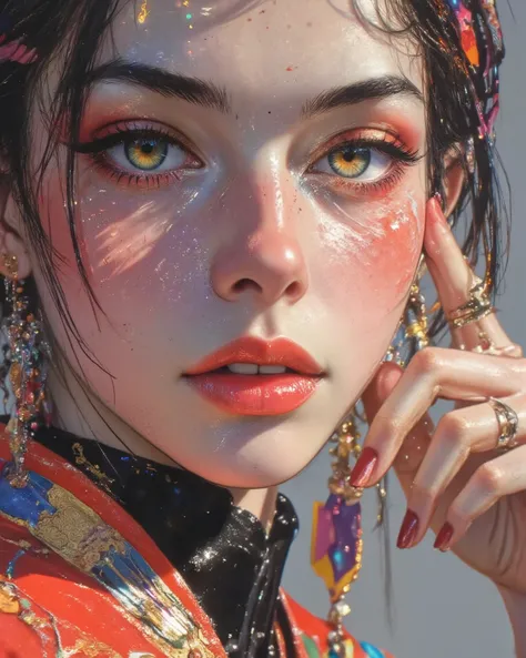 Midjourney_Whisper,A hyper-realistic portrait of a stunning supermodel, featuring a beautifully detailed face with captivating eyes and a serene expression,The image showcases her natural beauty, focusing on her flawless skin and delicate features,The comp...