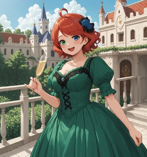 score_9, score_8_up, score_7_up, source_anime, 1girl, solo, pixel art, solo, redhead BREAK
Short hair, red hair, wavy hair, swept bangs, ahoge, heterochromia, left_green_eye, right_blue_eye, large breasts BREAK
Victorian_dress, green dress, hair orname...