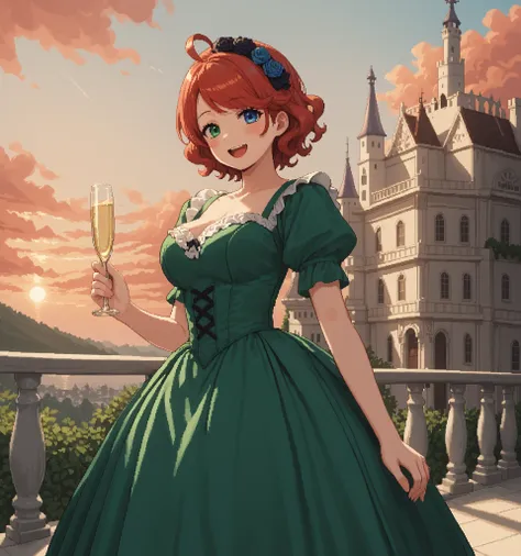 score_9, score_8_up, score_7_up, source_anime, 1girl, solo, pixel art, solo, redhead BREAK
Short hair, red hair, wavy hair, swept bangs, ahoge, heterochromia, left_green_eye, right_blue_eye, large breasts BREAK
Victorian_dress, green dress, hair orname...
