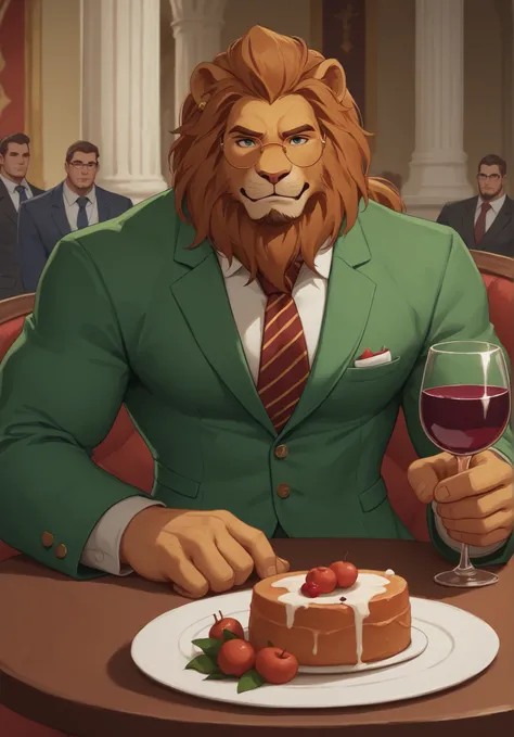Cornelius hosts an amazing dinner party with a huge fancy spread fit for a king.  Glorious beautiful dishes adorn the long fancy table presented to a dining hall filled with fancy dressed Eorzean people of various races.  BREAK, 1boy, Cornelius the Horthga...