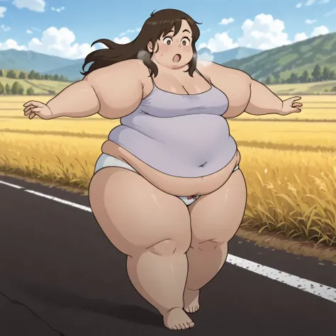 masterpiece,best quality,amazing quality,very aesthetic,absurdres,newest, huge filesize,
anime screenshot, 


Robot on the Road,
1girl,underwear
panties, camisole,barefoot
breasts,bow panties,
long hair,brown hair,
white panties,medium breasts,
navel,under...