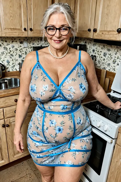 
amateur, amateur photo, masterpiece, DCMI, masterpiece,best quality,  detailed face, solo,bangs, white hair, bun, tied up hair, blue eyes, light skinned female,full body,real skin,looking at viewer,indoors, old kitchen, vitange kitchen,primitive, oven,  w...