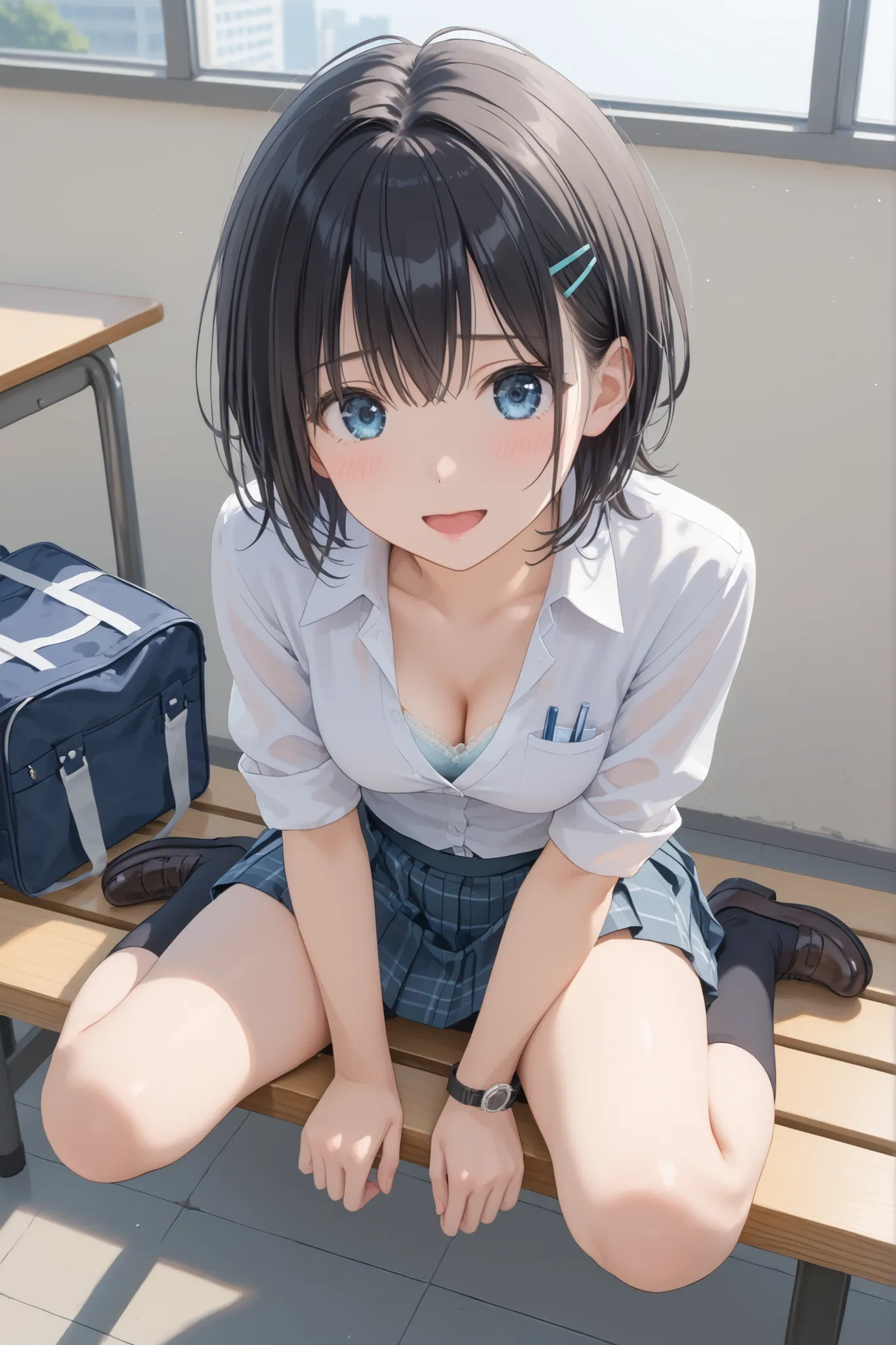 score_9, score_8_up, score_7_up, Rating_blatant, Source_Anime, masterpiece, top quality, delicate illustration, Sharp Line, Clear Focus , and earlier ,focus on your face:1.5,BREAK,

bright room、Three girls are in the bedroom,長袖のwhite shirtと淡いピンクの蝶ネクタイ,} チェ...