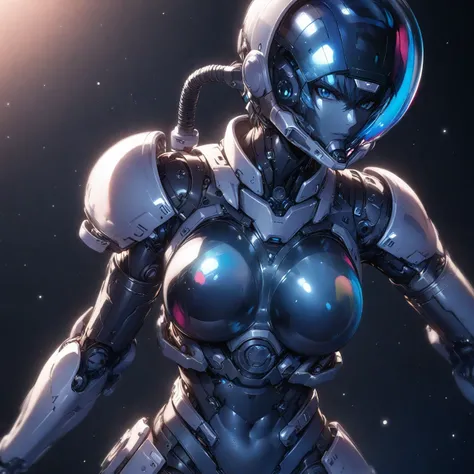 8k, masterpiece, top quality, Translucent, dark blue,  like glass , details, spherical helmet, buckle, straps, Machine Elements , Smooth,  like glass 質感, small particles,  dark, Blurry, highlight, Smooth surfaces, curve, Iridescent, black and white, dark b...