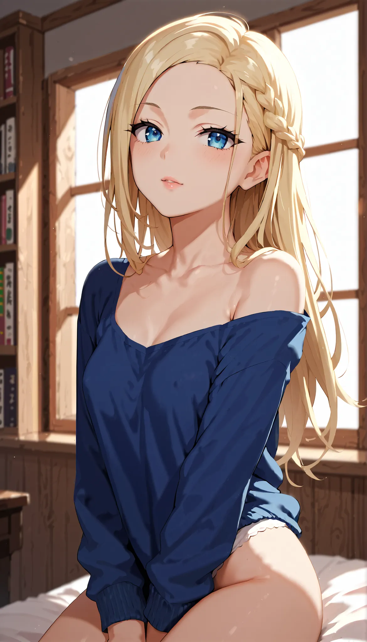 ReinaKurashiki,1girl,blond hair,long hair,blue eyes, small breasts, 