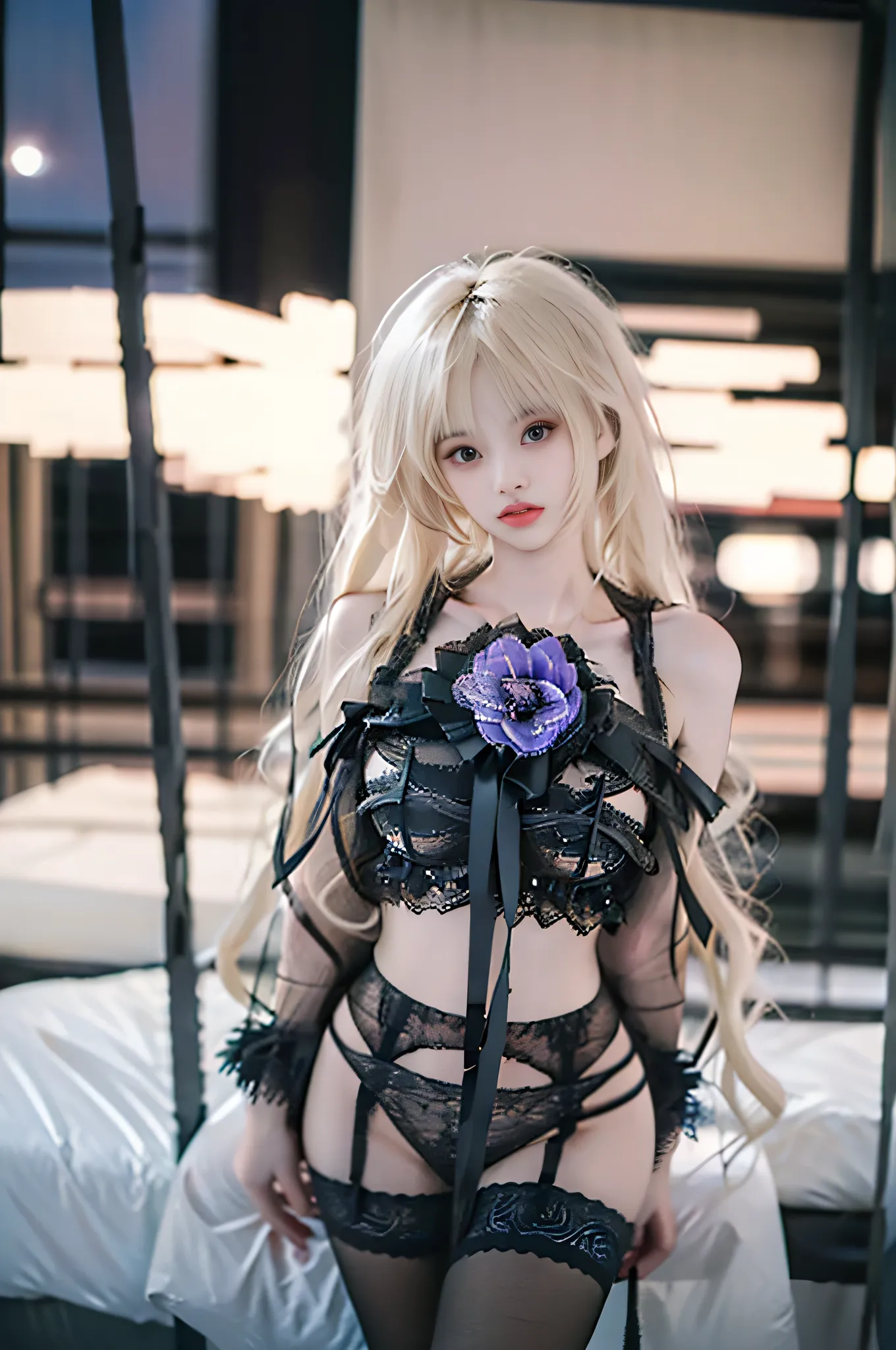 ruanyi ,, (masterpiece, best quality, ultra-detailed, 8k), realistic, a beautiful sexy long-legged model ((Random scene)), ((Random posture)), (I-type Valley), (Full breasts, visible cleavage, very short skirt hem, exposed shoulders), (Tyndall Effect), (At...