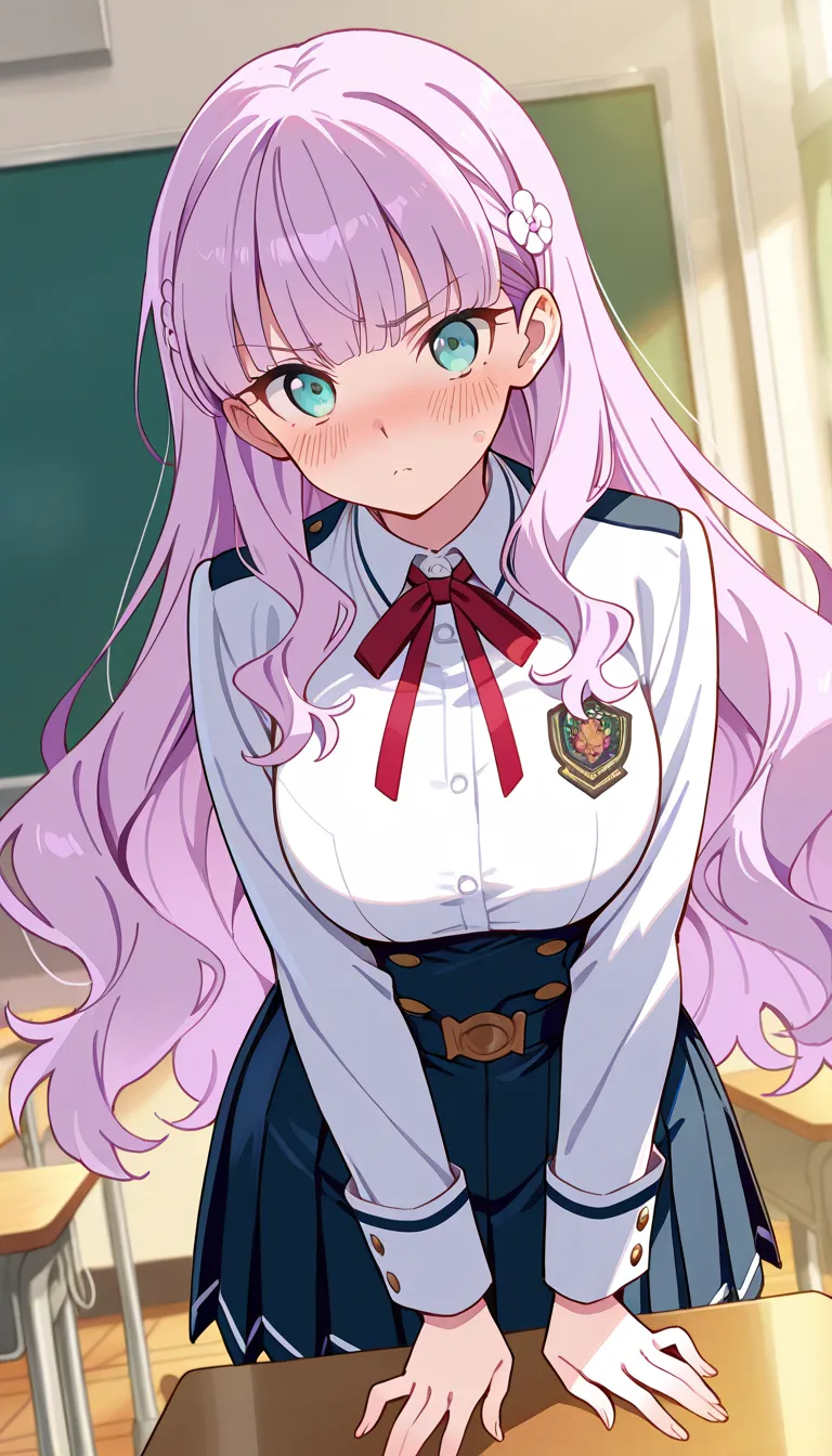 (beautiful girl : 1.3),1 girl,(wien margarete),(Uniforms of Yuigaoka Girls' High School)Smile Yan,embarrassing,Blush,classroom,dynamic angles,masterpiece,top quality,Rich Contrasts,High Definition,8k,High Definition CG Unit Wallpaper,Textures,unbelievably absurd,RAW pictures,Deep Border 1 .2,very detailed