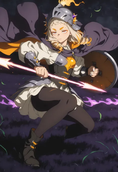 Masterpiece, best quality, very aesthetic, 1girl,small breasts, solo,18 yo, teen, (white nails, thick eyebrows), beige skin tone, full body, from side ,slender body, serious , closed mouth, looking  ahead , (gray eyes, red pupils, orange eyelashes, tareme ...