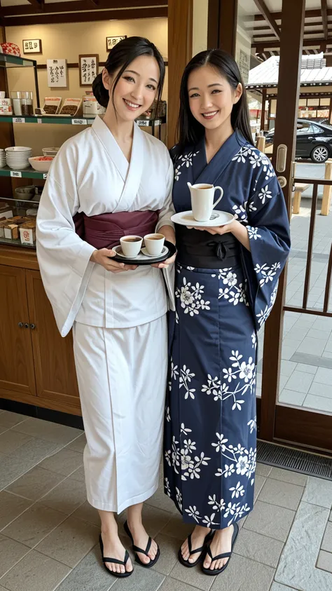 和風カフェのウェイトレスさん