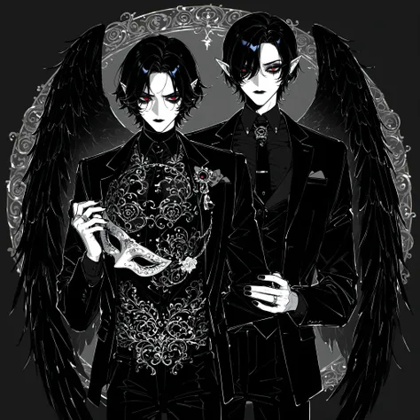 (boy character/MIDDLE AGE MAN/male bodybuilding) The crow beastman (MALE CHARACTER WITH MALE BODY TYPE). The tall mighty man broad-shouldered with masculine features. He has white skin. He has dark makeup on his face in the form of a stripe in the eye area...