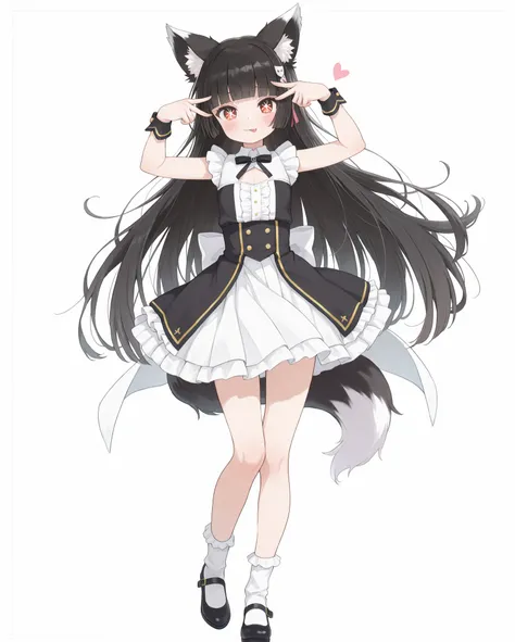 ,1girl,solo,Children,anime girl,Short Girls,little girl,fox ear,fox earをつけたlittle girl,little girl, girl , Cute Cute Girl,,(flat chest1:6),flat chest,,beautiful face,long lashes,,hime cut black super long hair,princess cut black hair,,Blush。ultra-detailed ...