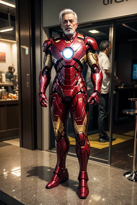 Iron Man、old man、gray hair、Full Body