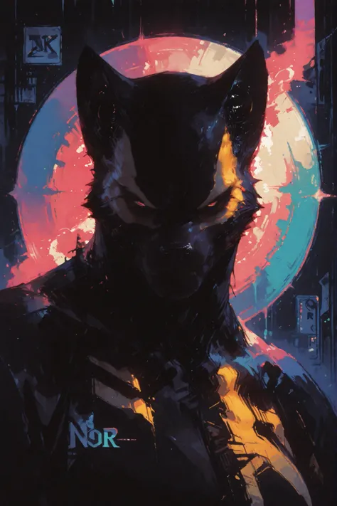 Image of wolverine, masterpiece, best quality, amazing quality, very aesthetic, absurdres, newest, 32k, ultra detailed,
minimalistic abstraction on background, pop art style background, noir, retro futurism,  limited palette, high contrast, vibrant colors,