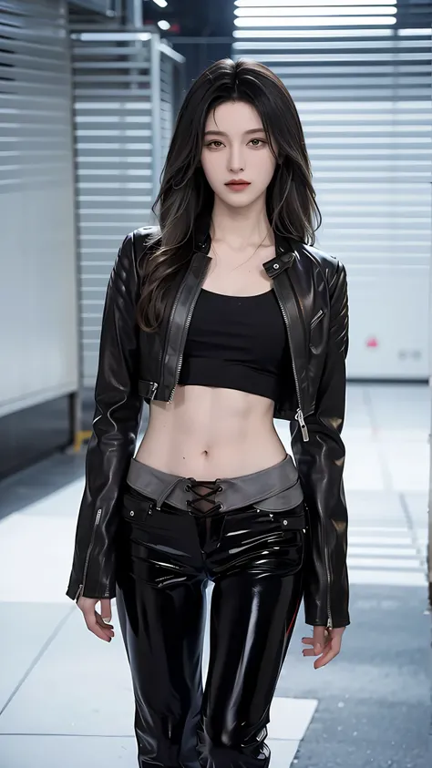 (masterpiece), best quality, HD, 4K, perfect face, black hair, smile at viewer, yellow eyes, hetero, torned dirt leather Jacket, hairband, black long hime hair, hime cut, arrogant stare, collarbone, prostitution, muscular slim, ABS collarbone, dirty booty,...