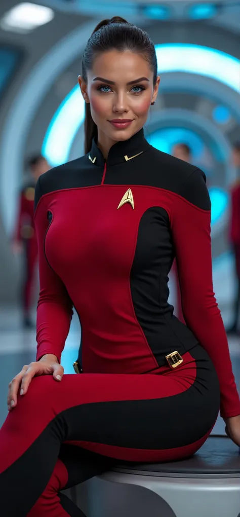 hdr, realism, pokies, volumetric lighting, dynamic lighting, Sharp focus, ultra-realistic textures, masterpiece, sharp focus, 8k resolution, vibrant colors, cinematic energy, perfect hand, breasts, cleavage, big ass, slim waist, hourglass figure, light mak...