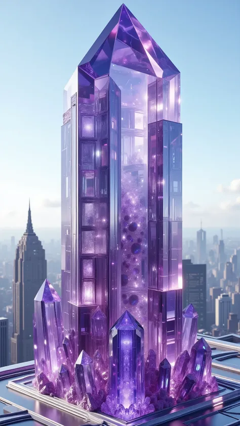 A skyscraper in modern-day New York City is made entirely out of a translucent quartz crystal. It is 200 feet tall and is hollowed out to make the structure in just one piece. Found far inside the earth, this quartz crystal point is an amethyst variety and...