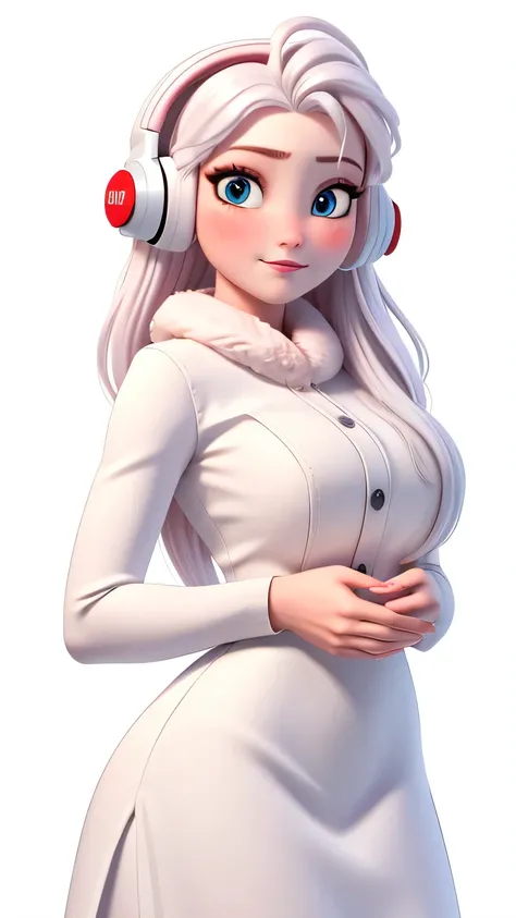 (1 girl, Alone, Masterpiece, 4k, Best Quality:1.2, (cowboy shot), Best Quality:1.2, good hands, showy, (perfect hands, perfect anatomy)),
utaop, headphones,blush, White dress, fur over one, red and white hair, multicolor fur, High average,
((medium breas...