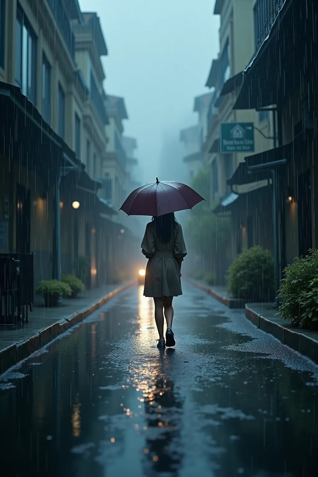 淋雨的小女孩