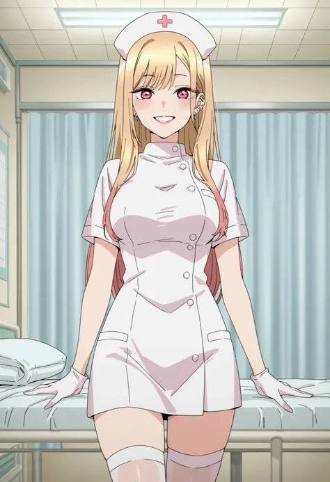 Score_9, score_8_up, score_7_up, source_anime, Marin Kitagawa, 1girl, solo, blonde hair, long hair, multicolored hair, red eyes, earrings, ear piercing, large breasts, (best quality), (high quality), {masterpiece}, extremely delicate and beautiful, ultra-d...