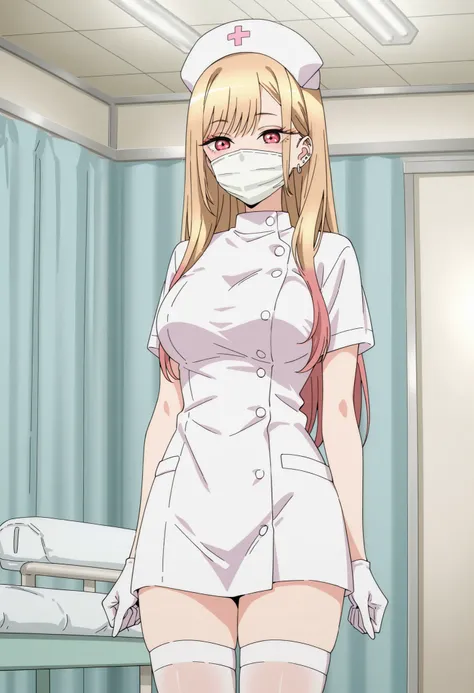 Score_9, score_8_up, score_7_up, source_anime, Marin Kitagawa, 1girl, solo, blonde hair, long hair, multicolored hair, red eyes, earrings, ear piercing, large breasts, (best quality), (high quality), {masterpiece}, extremely delicate and beautiful, ultra-d...