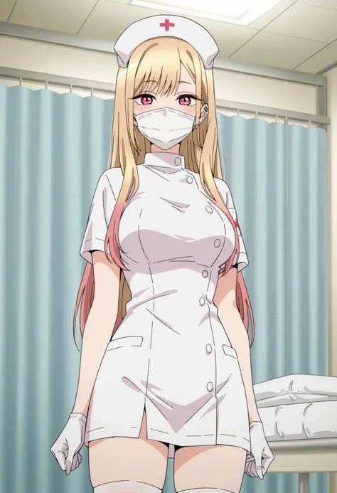 Score_9, score_8_up, score_7_up, source_anime, Marin Kitagawa, 1girl, solo, blonde hair, long hair, multicolored hair, red eyes, earrings, ear piercing, large breasts, (best quality), (high quality), {masterpiece}, extremely delicate and beautiful, ultra-d...