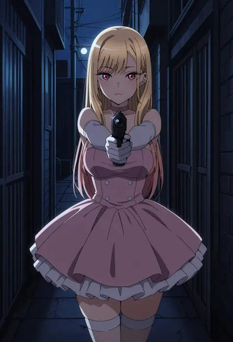 Score_9, score_8_up, score_7_up, source_anime, Marin Kitagawa, 1girl, solo, blonde hair, long hair, multicolored hair, red eyes, earrings, ear piercing, large breasts, (best quality), (high quality), {masterpiece}, extremely delicate and beautiful, ultra-d...