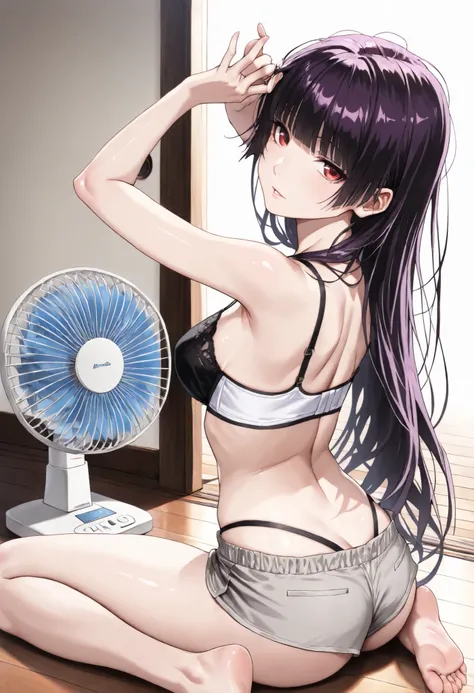 (masterpiece, best quality, perfect face:1.4), kanoe yuuko\(dusk maiden of amnesia\), long hair, purple hair, hime cut, blunt bangs, red eyes, proportional body, proportional,1 girl, beautiful hair, beautiful face, beautiful detailed eyes, beautiful clavic...