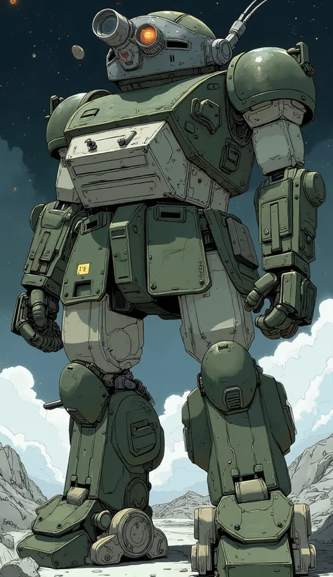 ATM-09-ST scope dog、robot close-up、Close up of a, Zaku, Gouf mobile suit, katsuhuro otomo very detailed, kit bash, Mech Warrior, High Quality Masterpiece , 「The giant of Erebos, Dark Green, Gouf , Mech Suit, Combat Mecha Outfit, Space Marines , Action ...