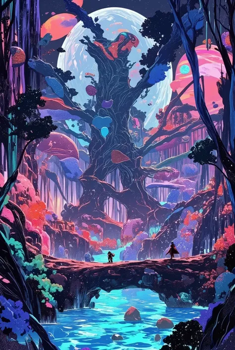 a domed water park that travels between the planets in space、wearing a spacesuit、tree slide、Attractions、realistic photo、polar detail、Professional、bright colors、Bokeh、Planet exploration 、no gravity、glass capsule、Smooth aqua、Reflection、 neon、demonstration te...