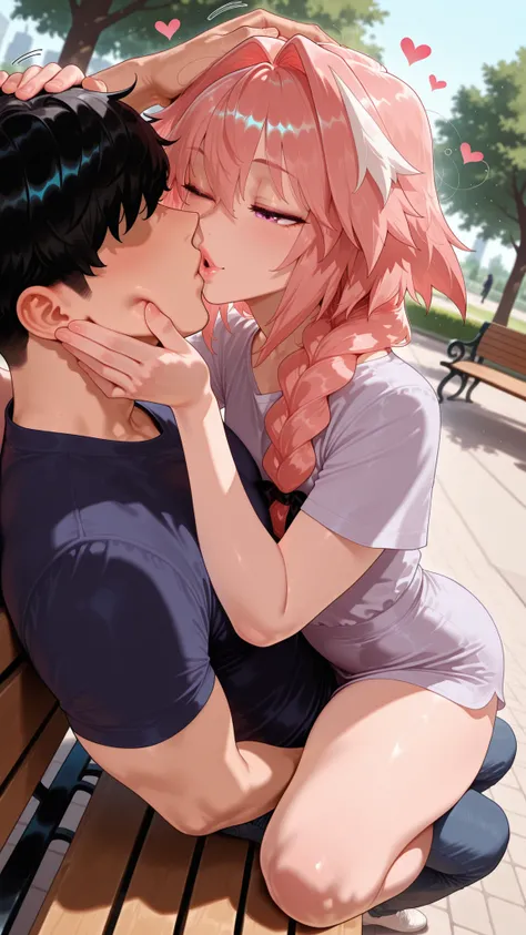 1boy on top, from side, lying, sleepy face, happy, lips, astolfo, reaching out, open arms, looking at other, flirt, romantic atmosphere, happy, hearts, cozy, faceless man, arms, arm rest, caressing, sfw. Sitting on lap, face grab, puckering lips, incoming ...