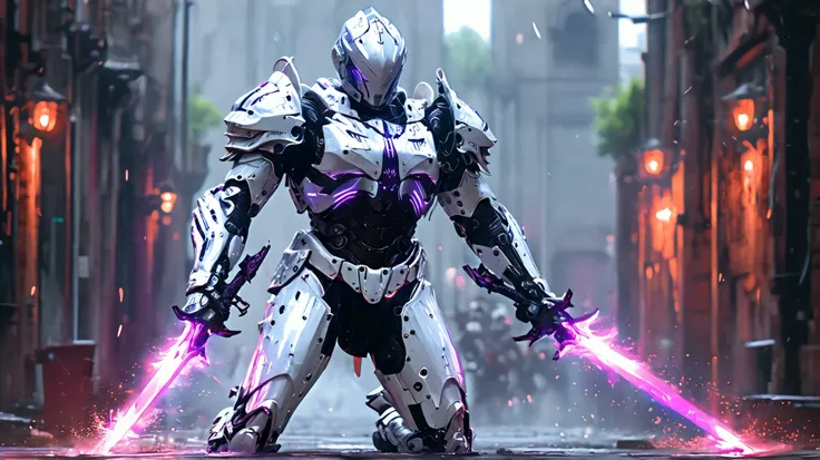 people, waving a sword in battle,  city, Young G concept art , texture is gaining popularity on ArtStation, fantasy art, from arknights ,  glowing purple lightning , Raymond Swanland style, anime hdr concept macmanus, texture is gaining popularity on ArtSt...