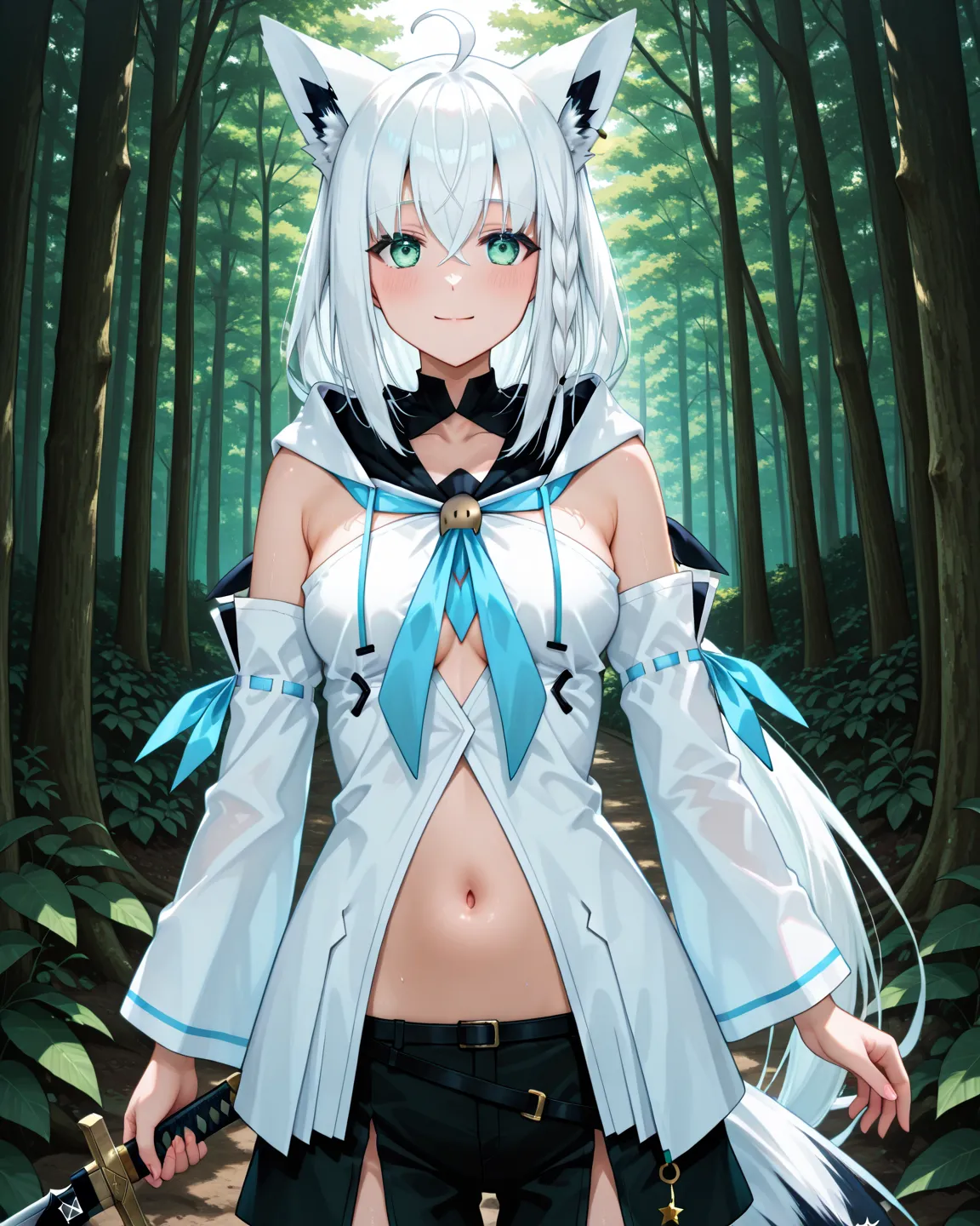 敵を切り伏せる白上フブキさん