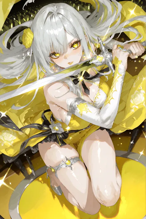 (man:100%) (close-up of a better masterpiece:0.5)0.9], (stage:8) (Scattered silver hair:1) (Yellow and yellow eyes:1.2) (Long two-pronged:1.0) (by color in the eyes:1.0) (Shining brilliance:1.1) (thick lips jumping:0.9) (silver hair 1.0) (Full body ratio 1...