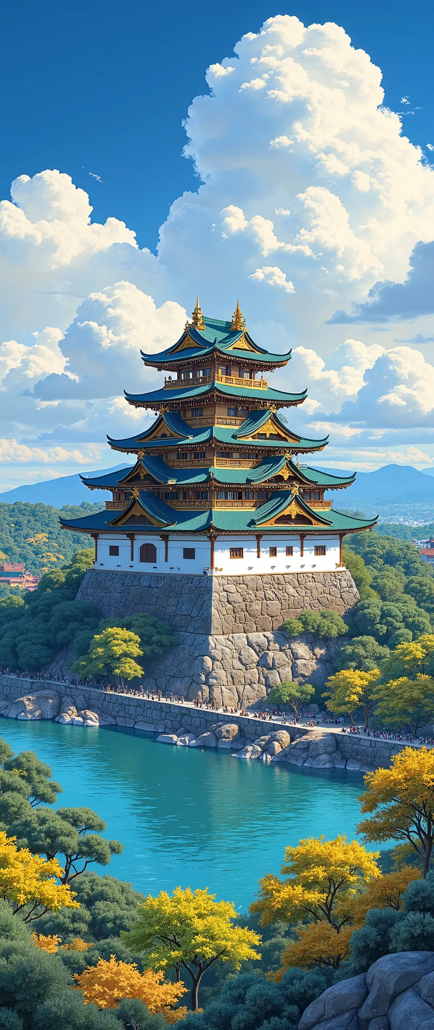highdefinition images、Satu Kingdom Era、Azuchi Castle :Nobunaga's last castle、A symbol of his power、Azuchi Castle 、The top floor of the castle tower is hexagonal、Luxurious castle、A large castle in Koyama overlooking Lake Biwa、Panoramic image with Lake Biwa ...