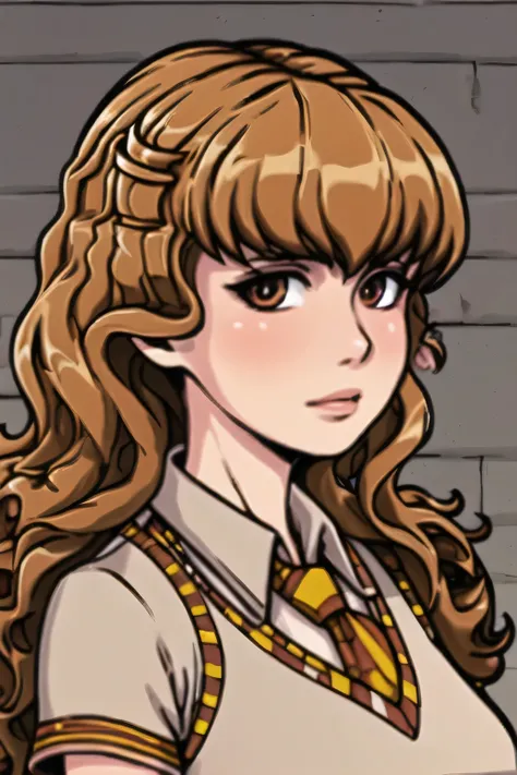 (masterpiece), (highly detailed), (1girl, HermioneAkabur, brown hair, hair clip,) (portrait,)  