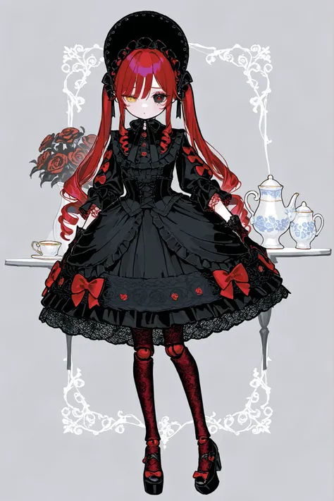 Alive doll girl, she is petite vintage cute porcelain live-doll. her body is made of porcelain and the joints of her limbs are hinges. There's a crack in her porcelain upset face. She has scarlet red kinky hair is styled in two ringlets pigtails. She has...