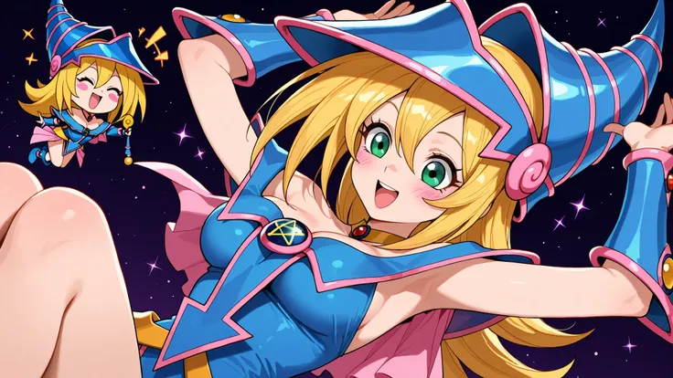 Black magician girl, Blue clothes, blondesBlack magician girl, Blue clothes, blondes, (  cheerful laugh  , Aerial)
