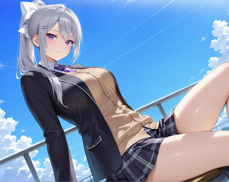 solo,masterpiece,best quality,super fine illustration、finely detail 、clear picture、UHD、HDR, amazing quality, highres, absurdres, very aesthetic, high resolution, ultra detailed, perfect details,nijikaede,purple eye,grey hair,long eyelashes,long hair,ponyta...