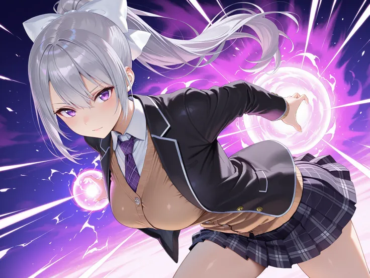 solo,masterpiece,best quality,super fine illustration、finely detail 、clear picture、UHD、HDR, amazing quality, highres, absurdres, very aesthetic, high resolution, ultra detailed, perfect details,nijikaede,purple eye,grey hair,long eyelashes,long hair,ponyta...