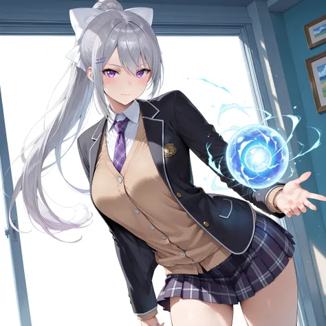 solo,masterpiece,best quality,super fine illustration、finely detail 、clear picture、UHD、HDR, amazing quality, highres, absurdres, very aesthetic, high resolution, ultra detailed, perfect details,nijikaede,purple eye,grey hair,long eyelashes,long hair,ponyta...