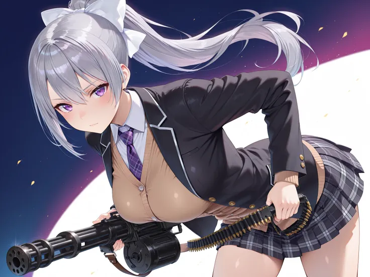 solo,masterpiece,best quality,super fine illustration、finely detail 、clear picture、UHD、HDR, amazing quality, highres, absurdres, very aesthetic, high resolution, ultra detailed, perfect details,nijikaede,purple eye,grey hair,long eyelashes,long hair,ponyta...