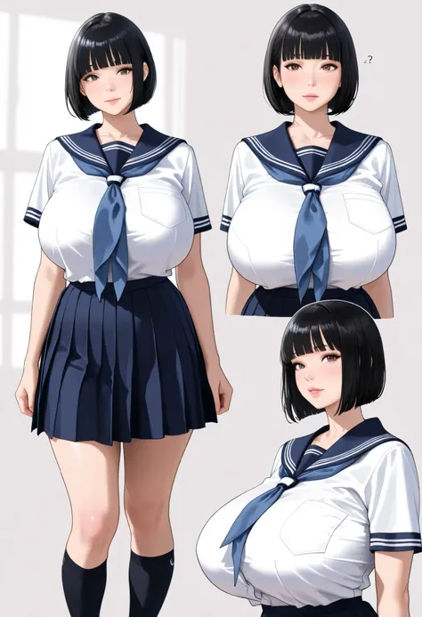 (masterpiece, details, top quality, 8K, [realistic], absurd:1.2), Japanese Women, 1 high school girl, beautiful character design, Plain face, (black hair, middle hair, bob cut, blunt bangs),  美しくdetailsな目の描写, expressive eyes, brown eyes, Japanese woman who...