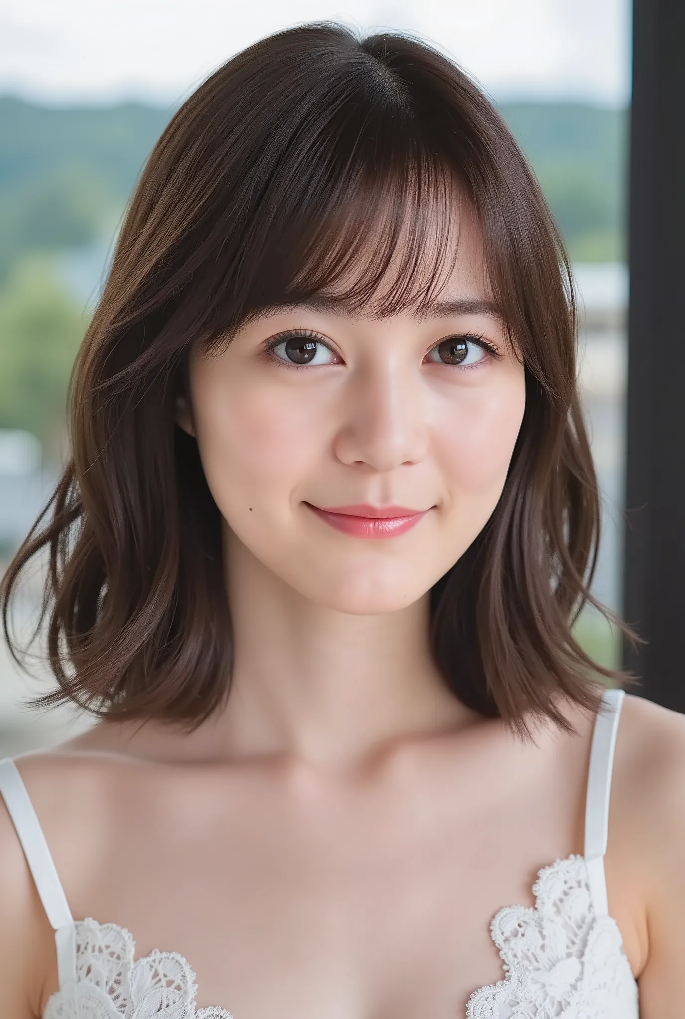 Ikuta Erika, Bang, smile, Young and  cute Japanese faces ,   Official Art for 4 People ,  High Definition CG Unity 8k Wallpaper,  ultra high precision ,  very detailed, Half photo ,  film grain ,  lens flare glow ,  top quality ,8k, Viewer , (( masterpiece...