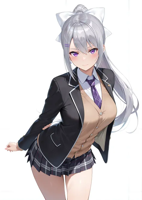 solo,masterpiece,best quality,super fine illustration、finely detail 、clear picture、UHD、HDR, amazing quality, highres, absurdres, very aesthetic, high resolution, ultra detailed, perfect details,nijikaede,purple eye,grey hair,long eyelashes,long hair,ponyta...