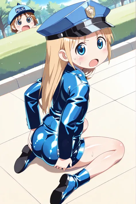 (((anime style))),score_9, score_8_up, score_7_up,masterpiece, best quality,ultra detail,1girl,((solo)),yasuna oribe,koiwai yotsuba,hakase shinonome,,(toddler), ((long hair)), (blue eyes), ((blonde hair)),(round eyes),((((back shot)))),((park lawn)),((blue...