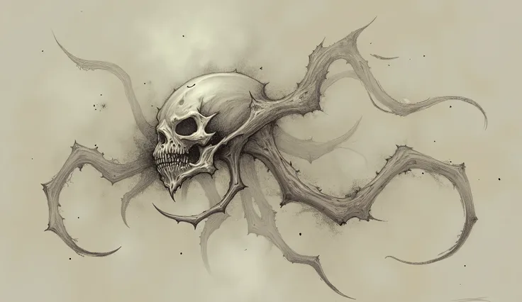 Abstract skull, ethereal tentacles.