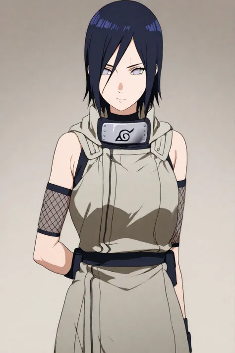 (((IZUMI NASE)))), woman, mature, walking confidently through a war field. The art style should closely match that of Naruto or similar shounen anime, with clean linework and soft shading. ((Solo)) full-body portrait of a calm and elegant kunoichi, standin...