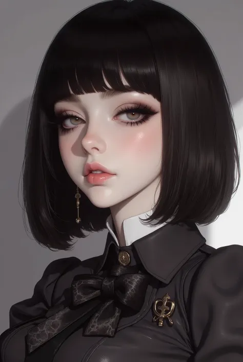 ((Masterpiece, best quality)), (8k, RAW photo:1.2), (realistic, photo realistic:1.4), ultra fine, (high resolution), 前髪ぱっつん黒髪ショートボブ、1 girl,オシャレなサングラス、ティアドロップ、ボヘミアンドレス、ダマスカス柄、 black hair, bob hair、コツメカワウソがいる、背景夏