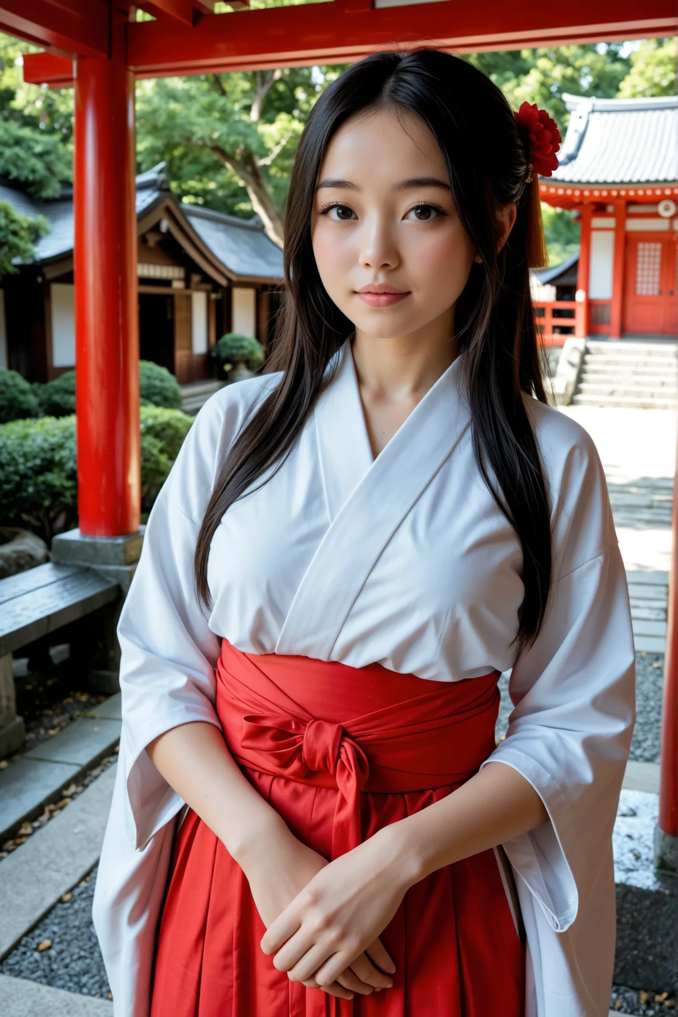 Cyber ​​style Japanese shrine maiden