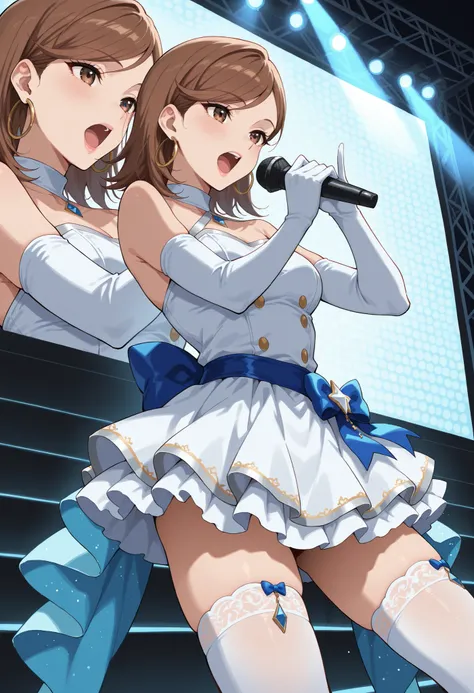 Score_9, score_8_up, score_7_up, source_anime, KJOdaia, solo, brown hair, brown eyes, medium hair, swept bangs, hoop earrings, (best quality), (high quality), {masterpiece}, extremely delicate and beautiful, ultra-detailed, beautiful detailed eyes, idol, i...